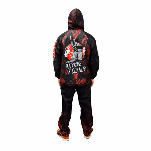 Костюм (ветровка с капюшоном и брюки, без подклада), материал: дюспо с полной запечаткой