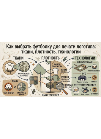 Как выбрать футболку для печати логотипа: ткани, плотность, технологии