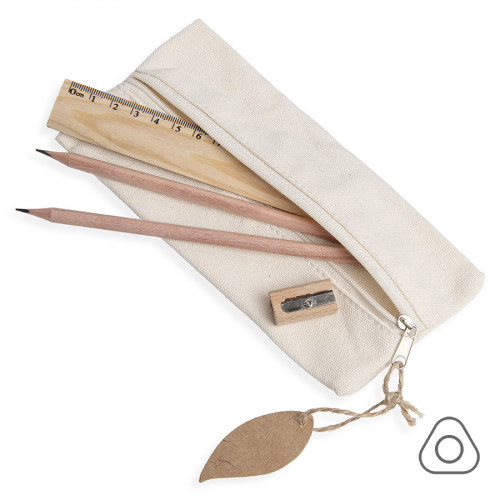 SUIT: пенал-косметичка, 2 чернографитных карандаша, точилка, линейка, бежевый